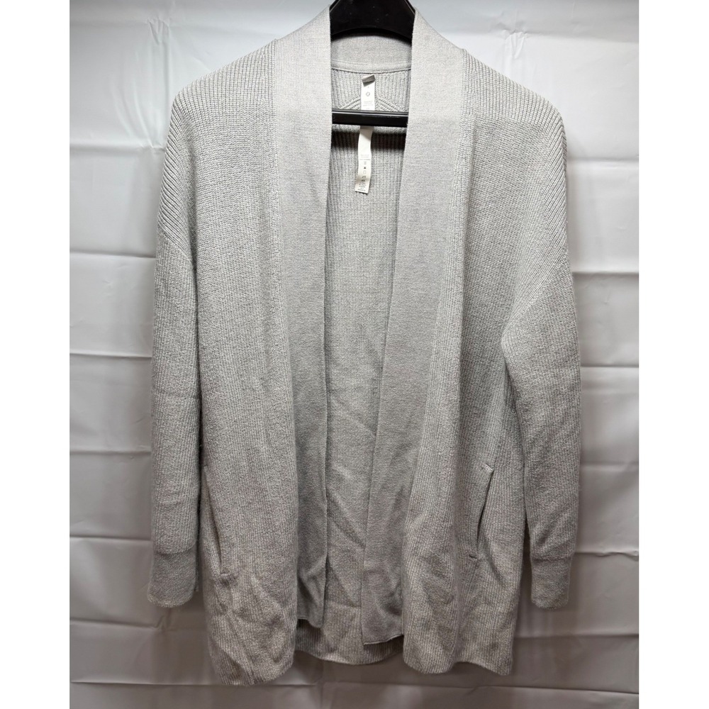 Lululemon Merino Wool Blend Ribbed Long Wrap Sweater Gray 4 Cardigan LW3GKBS